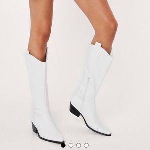 Nasty Gal Faux Leather Minimalist Cowboy Boots